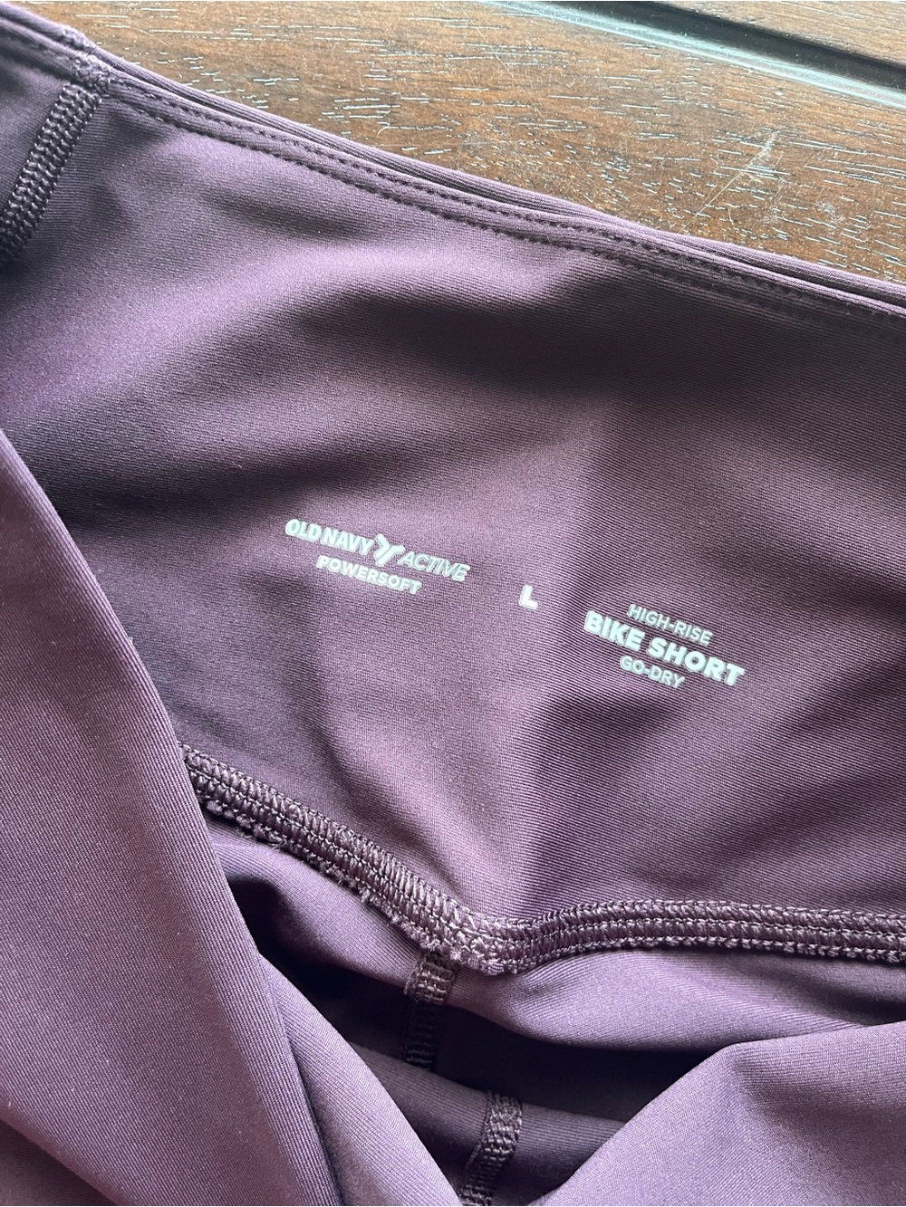 Old Navy Women's High-Rise Athletic Bike Shorts in maroon - Picture 2 of 4
